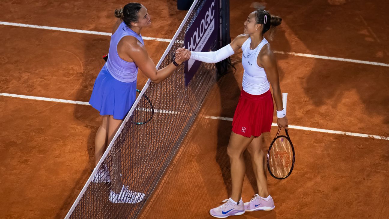 Zheng Qinwen drives out Aryna Sabalenka to reach the Italian open semis