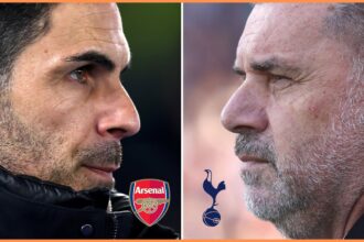 Mikel Arteta responds when asked if Arsenal or Tottenham had a better season