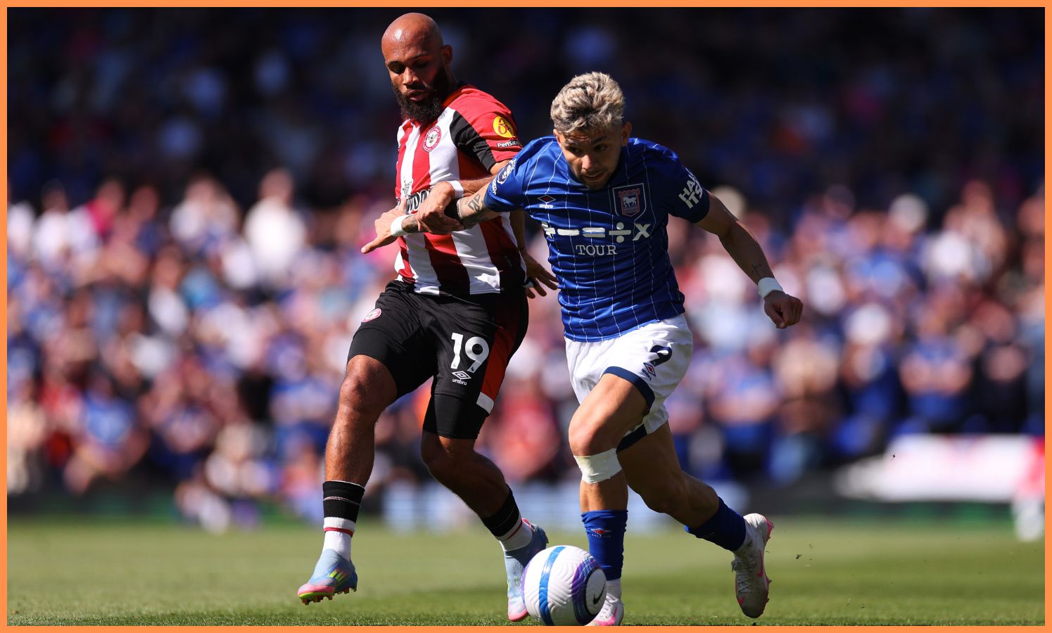 Bryan Mbeumo of Brentford in action