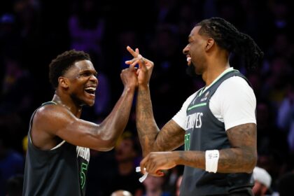 Naz Reid shares "Never' never" in the locker room of the Minnesota Timberwolves