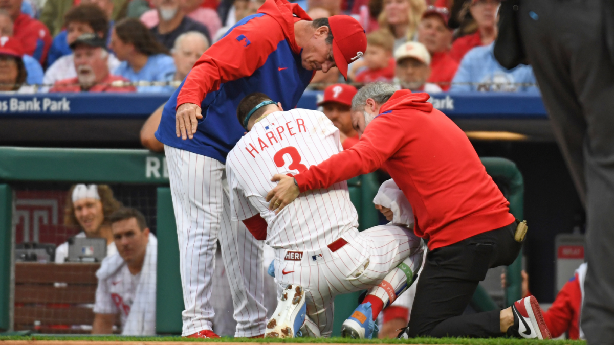 Bryce Harper Injury: The Phillies star comes out after being attacked by a fastball from Braves' Spencer Strider