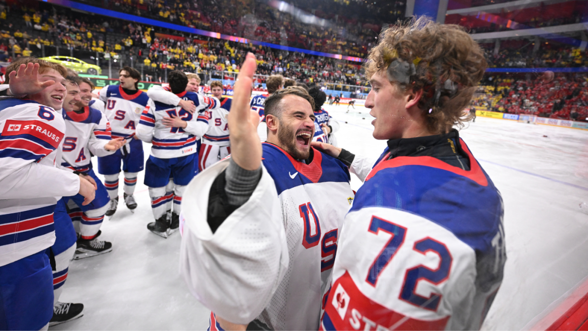 USA Hockey wins gold at the World Championships for the first time since 1933, pounding Switzerland 1-0 in OT