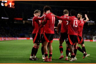 Man United players celebrating