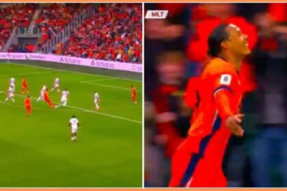 Virgil van Dijk scores and celebrates