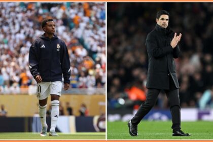 Rodrygo Goes and Mikel Arteta