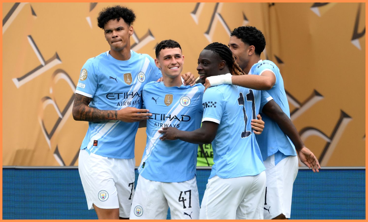 Phil Foden celebrates scoring in Manchester City