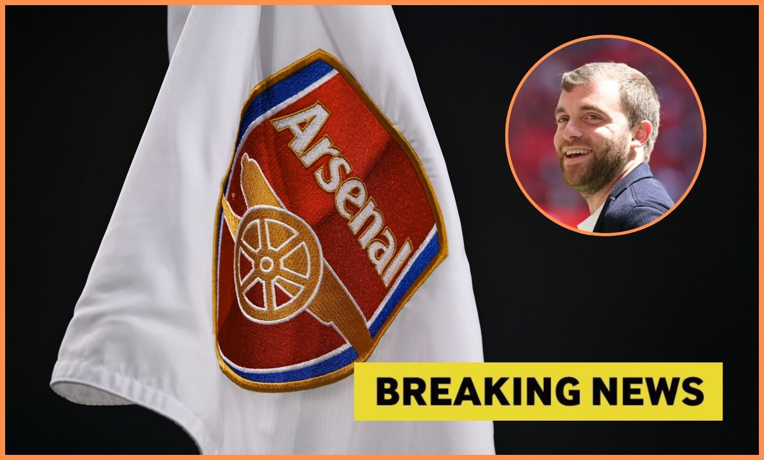 Arsenal corner flag and Fabrizio Romano