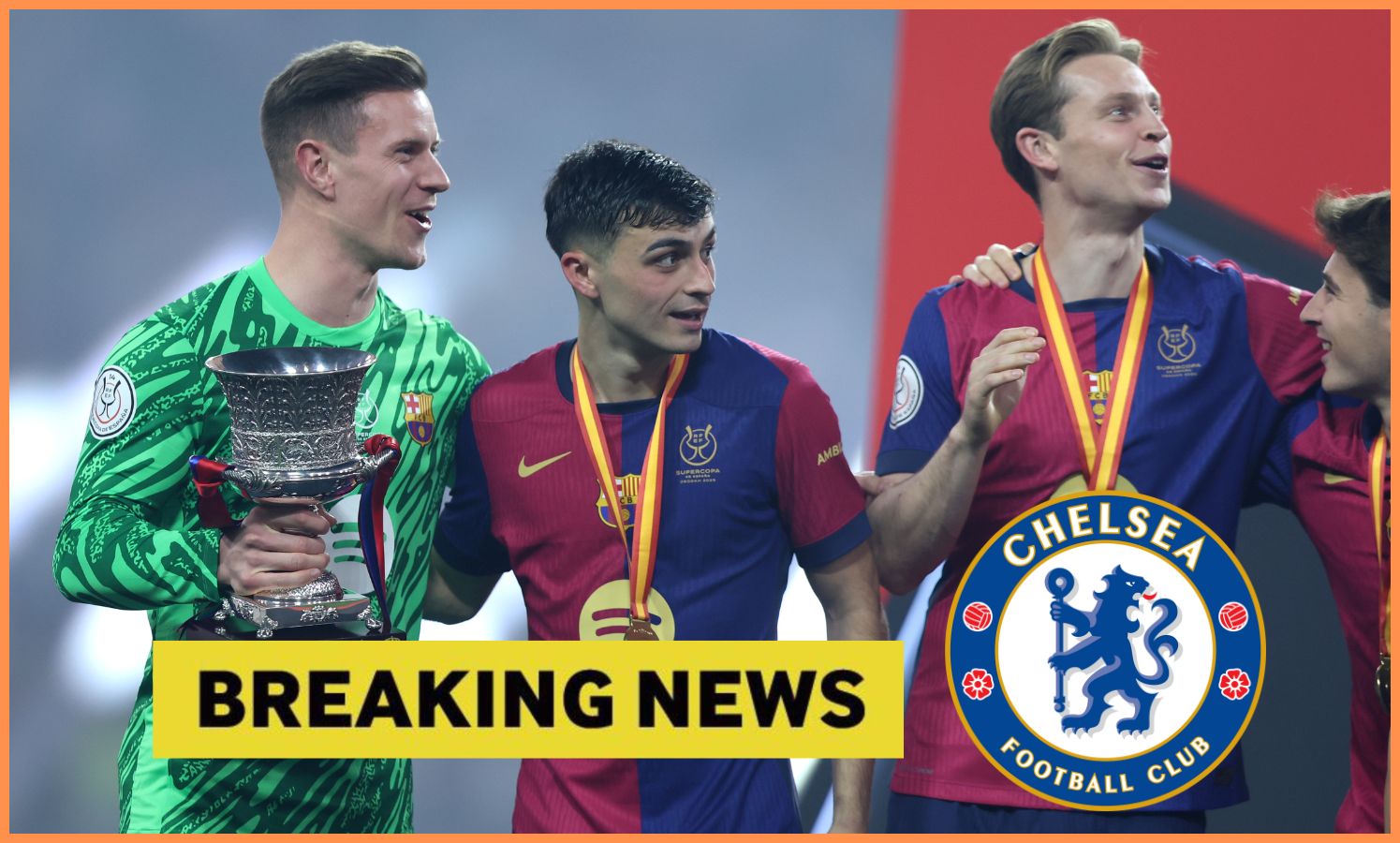 Marc-Andre ter Stegen celebrates with his Barcelona teammates