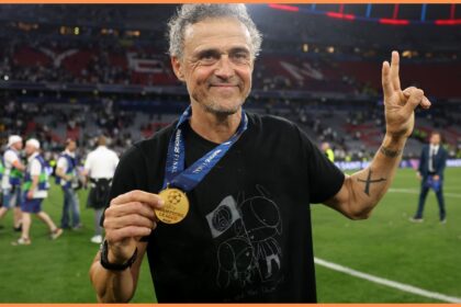 Luis Enrique with his Champions League winners