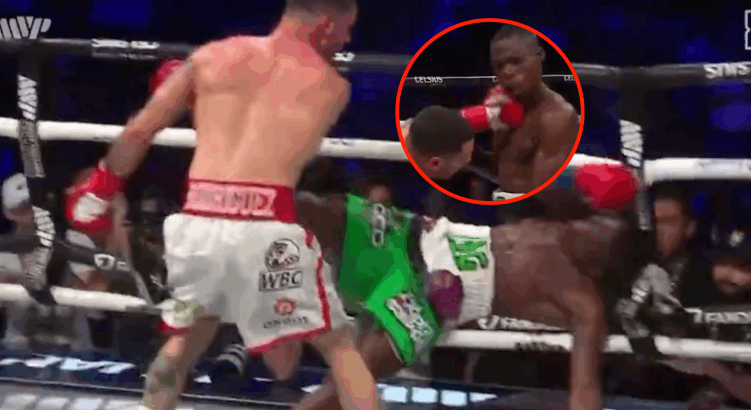 Julian Rodriguez knocking out Avious Griffin in their boxing fight