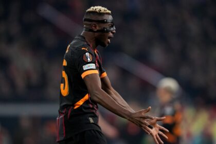 Victor Osimhen reacts during Galatasaray