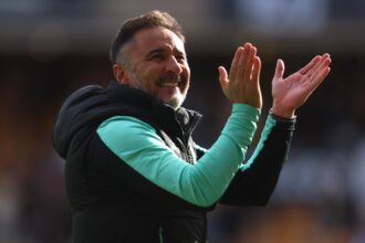Wolves manager Vitor Pereira applauds the fans