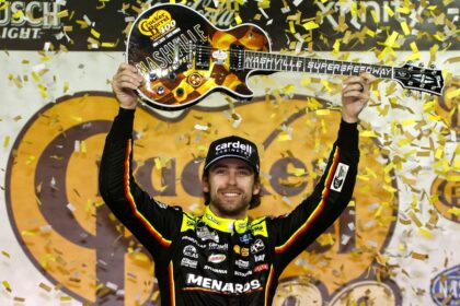 Ryan Branny wins the Nascar Cup race at Nashville for Team Pensuke