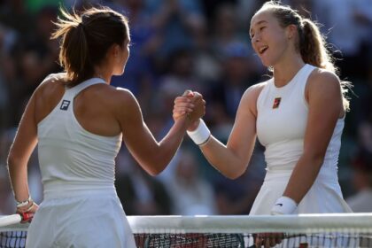 Emma Navarro of America falls to Mira Andreva of Wimbledon