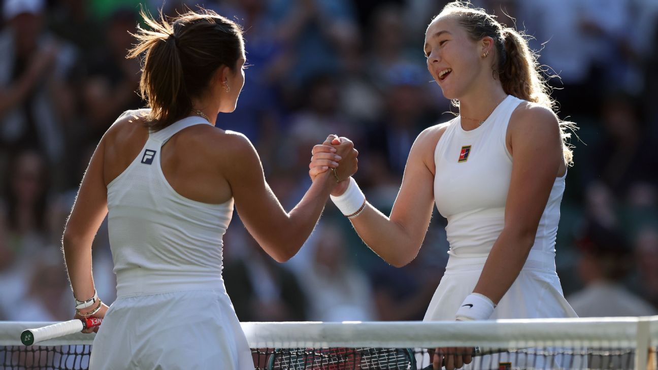 Emma Navarro of America falls to Mira Andreva of Wimbledon