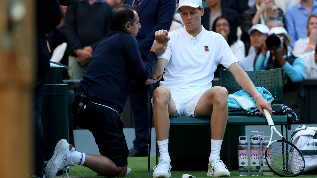 Jannik Sinner Limited at Wimbledon practice after suffering an elbow injury