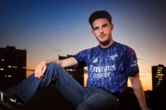 Arsenal's 2025-26 away kit is attractive with a flash of lightning