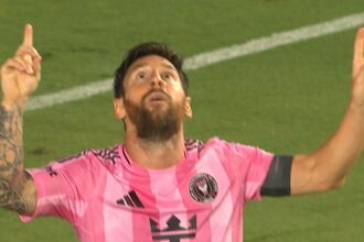 Intermiami's Lionel Messi took the ball from the goalkeeper and scored the second goal for Game vs. Nashville