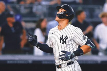 Aaron Judge hit the head by Anthony Volpeslo during the Yankee Smets game