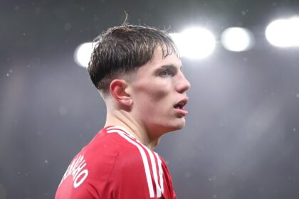 Alejandro Garnacho in action for Man United against Ipswich Town