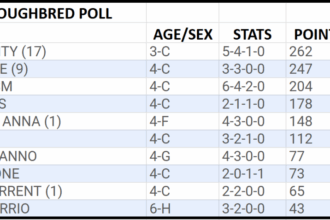 The most recent NTRA Top Thoroughbred Voting 1st Place Rights