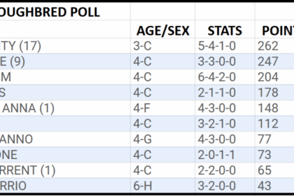 The most recent NTRA Top Thoroughbred Voting 1st Place Rights