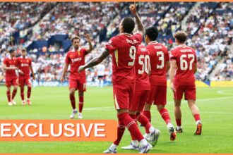 Darwin Nunez celebrates with his Liverpool teammates