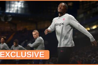 Axel Disasi warming up for Chelsea