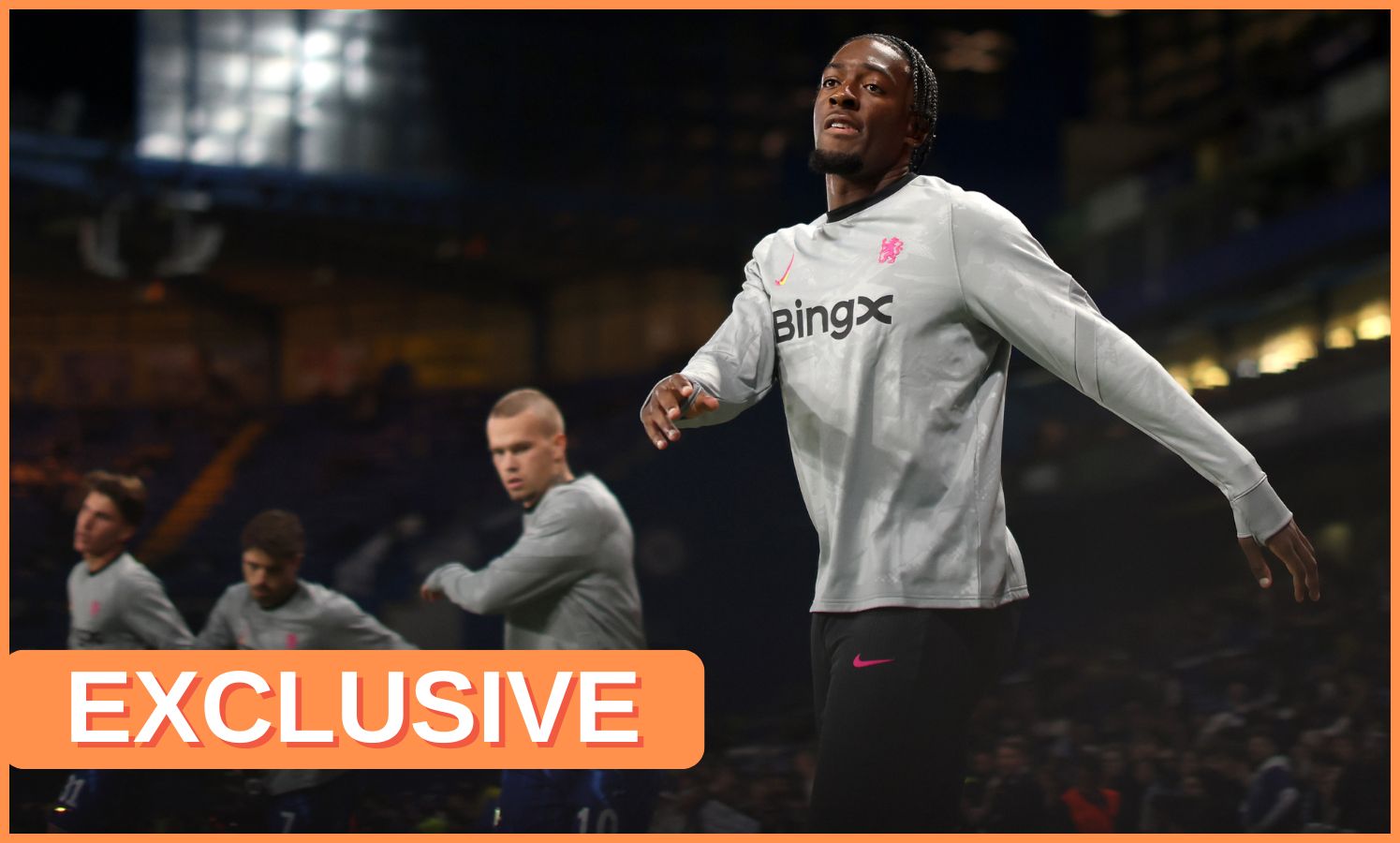 Axel Disasi warming up for Chelsea