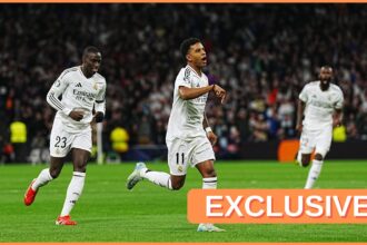 Rodrygo Goes celebrates a goal for Real Madrid