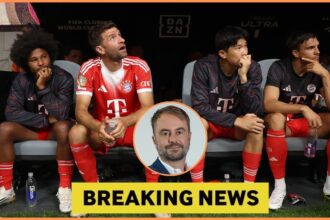 Kim Min-jae sitting on the Bayern Munich bench