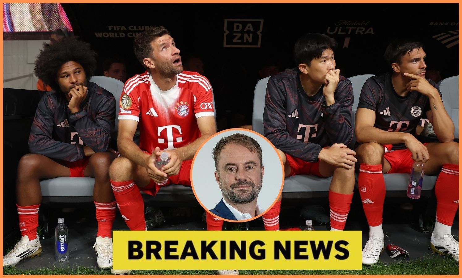 Kim Min-jae sitting on the Bayern Munich bench