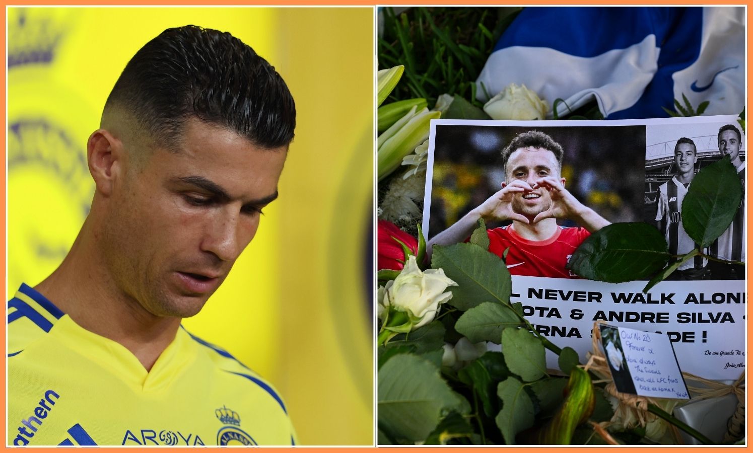Cristiano Ronaldo, plus flowers and picture tribute to Diogo Jota