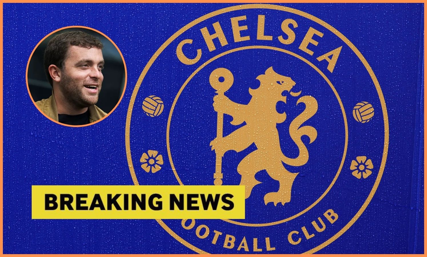 Chelsea FC logo, Fabrizio Romano, and yellow