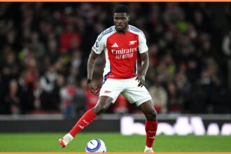 Thomas Partey in action for Arsenal last season