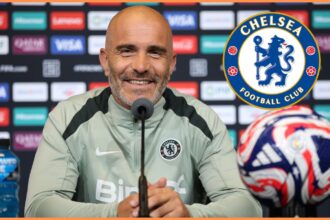 Enzo Maresca at a Chelsea press conference