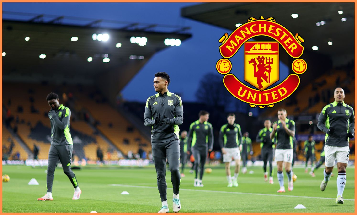 Ollie Watkins and his Aston Villa teammates pre-match