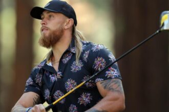 Watch: George Kittle delivers "Sweet Chin Music" with Miz during the American Century Golf Championship