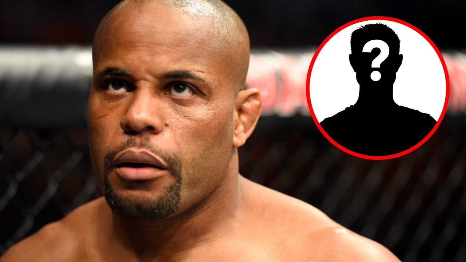 Daniel Cormier looks on ahead of his UFC 210 fight with Anthony Johnson, inset mystery icon