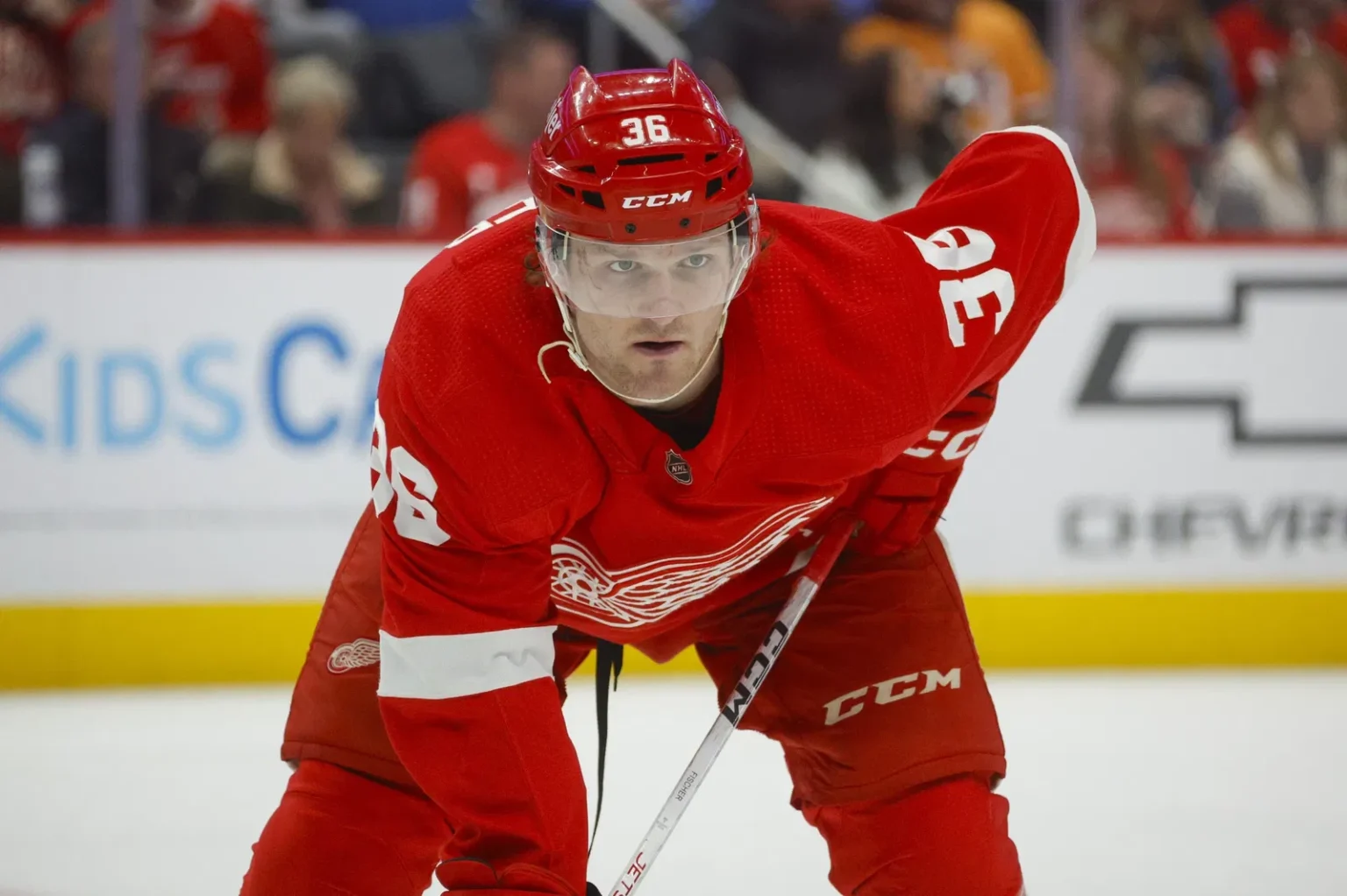 Former Red Wings Forward Christian Fisher watches the decision to retire