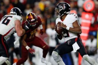 Falcons RT Kaleb McGary set to protect left-handed Michael Penix