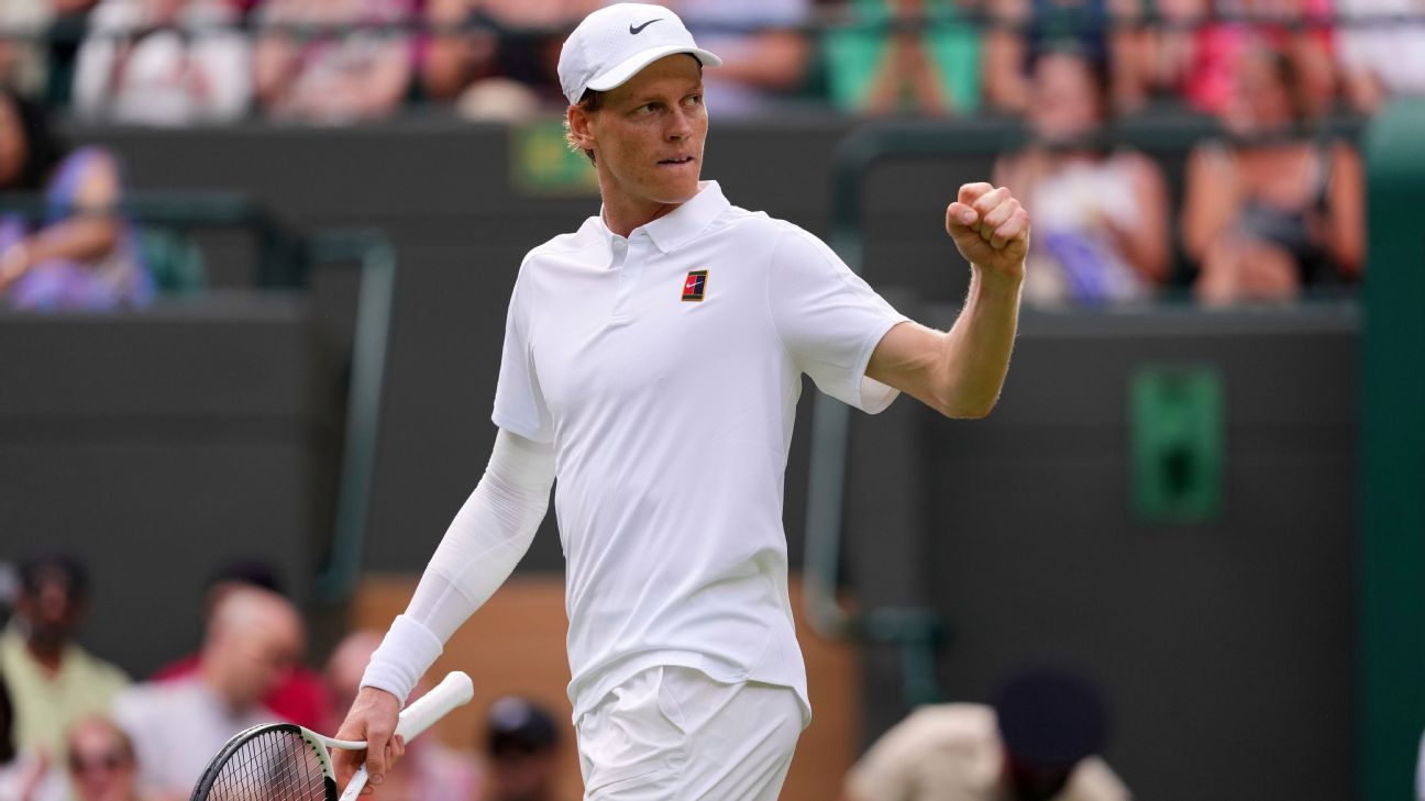 Jannik Sinner lifts Ben Shelton to reach Wimbledon semi-finals