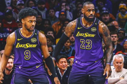 LeBron James shows up to support his son Bronnie in Lakers' NBA Summer League game