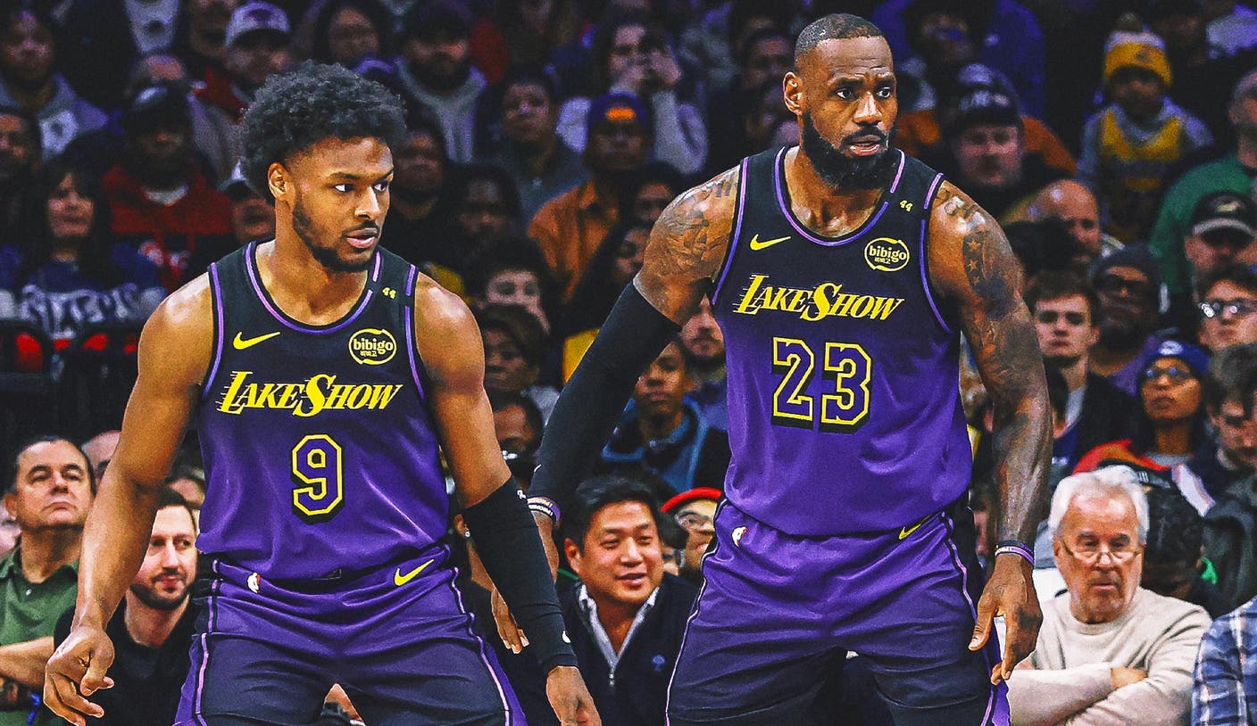 LeBron James shows up to support his son Bronnie in Lakers' NBA Summer League game