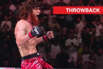 Shara Magomedov celebrates his knockout win at UFC 308