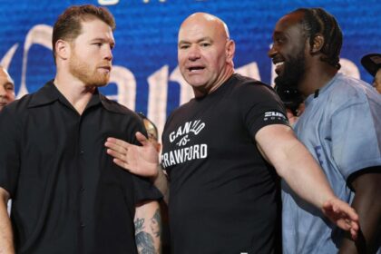 Terrence Crawford and Canelo Alvarez are in the title showdown to trade bar barbs verbally before September