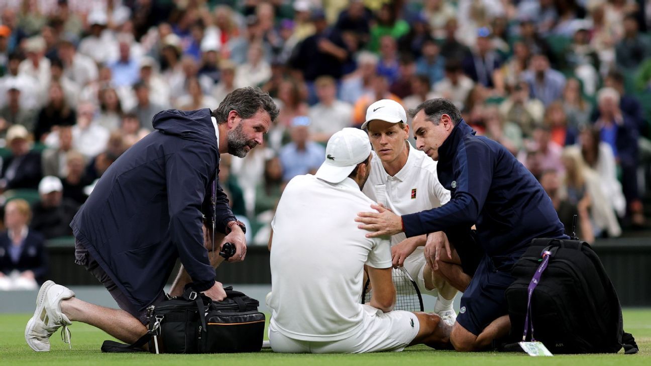 The sinner moves forward at Wimbledon when the injured Dimitrov retires