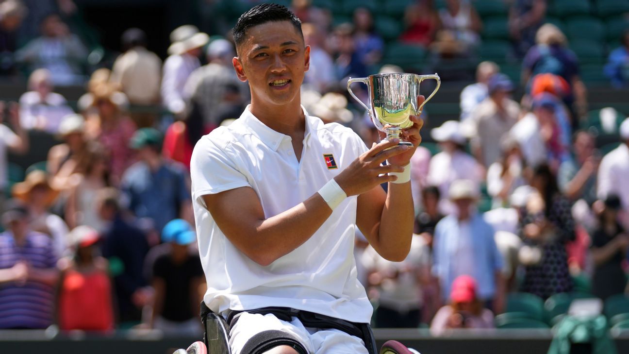 Tokito ODA wins the Wimbledon Men's Wheelchair Singles title for the second time