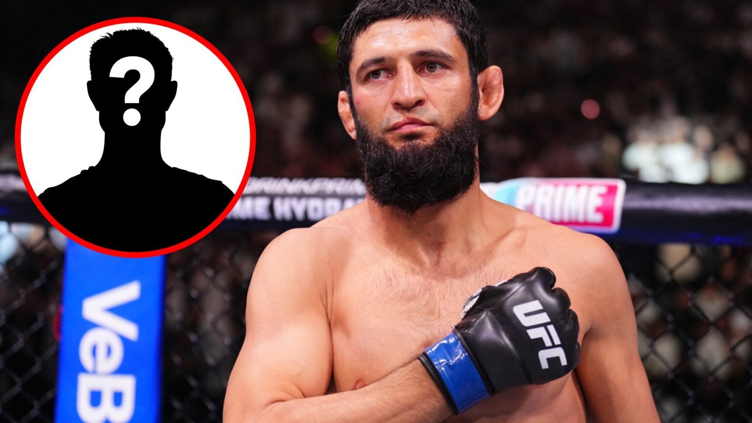 Khamzat Chimaev prepares to face Robert Whittaker at UFC 308, inset mystery icon
