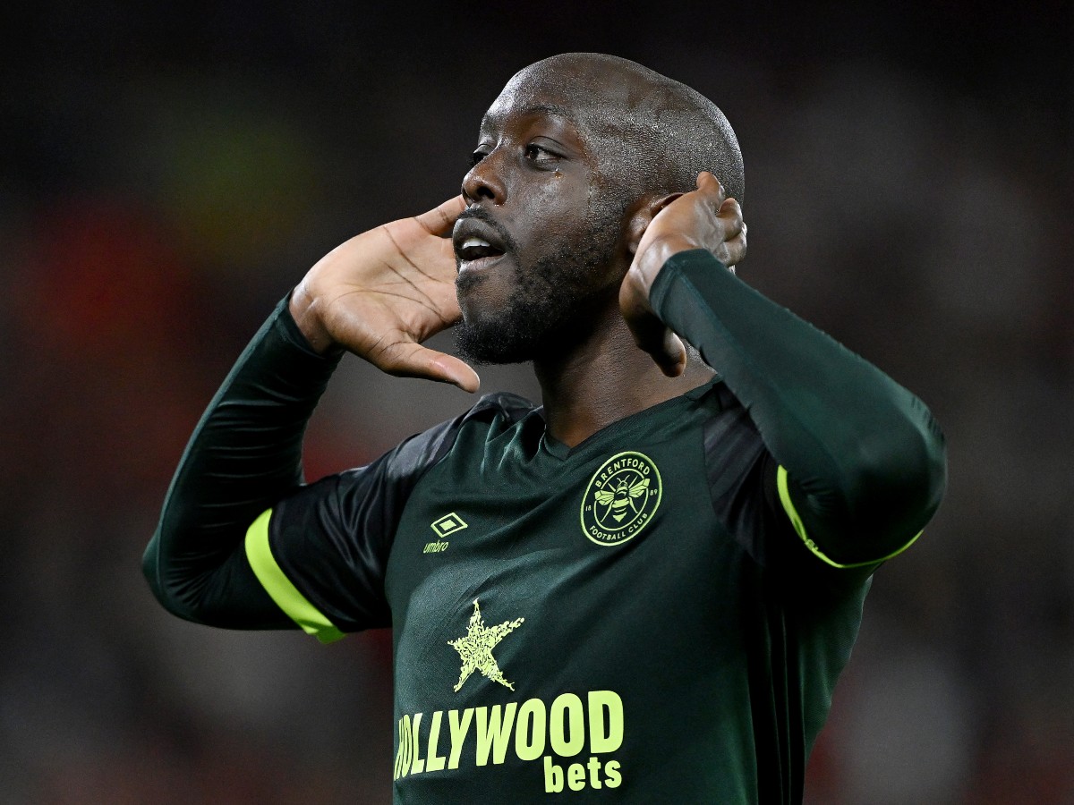 Yoane Wissa celebrates a goal for Brentford